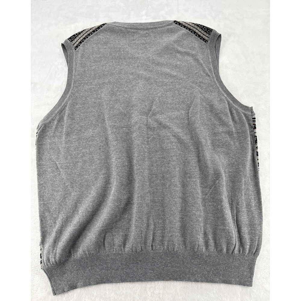 Haggar Sweater Vest XXL Gray Fair Isle Pattern V-Neck Cotton Blend 7444 - Picture 6 of 7